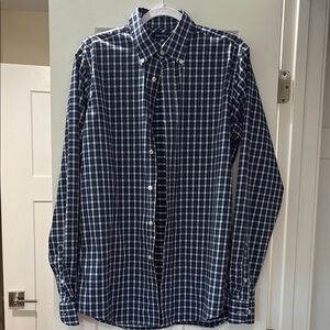 Nautica Blue Casual Button Down Shirt with Timeless Checkered Design